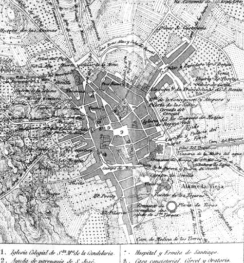 Plano historico de Zafra siglo XIX Francisco Coello Colegiata